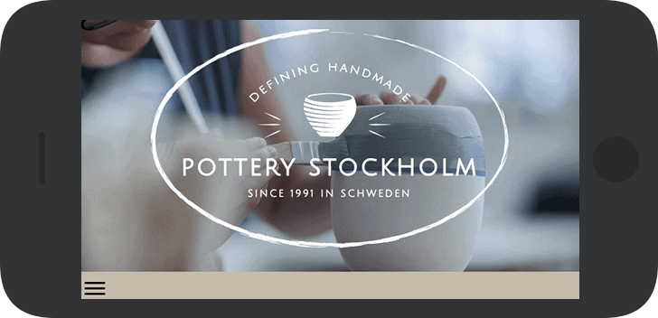 Aperçu du site responsive Jimdo Pottery Stockholm depuis un smartphone