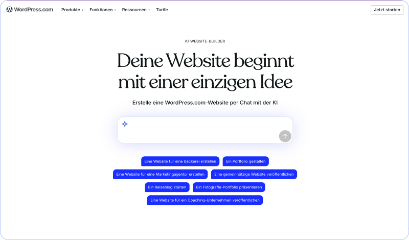Screenshot WordPress Homepage